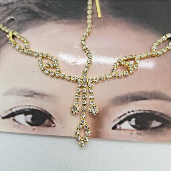 Unbranded Accessories - Rhinestone Head Chain Gold Tone Boho Bridal Prom